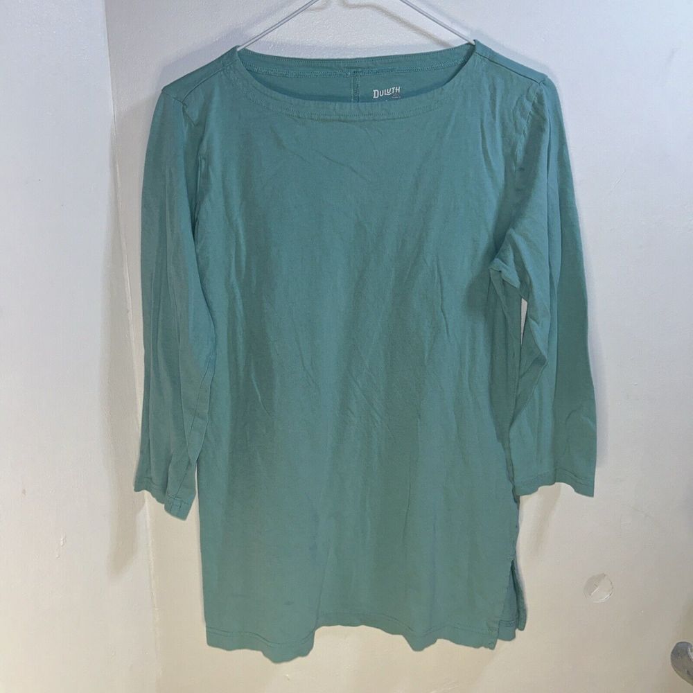 Duluth Trading Co Shirt Top Blouse 3/4 Sleeve Women's Size S Blue